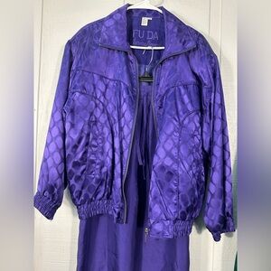 Fuda Vintage 1990s Silk Purple Track Suit Size Medium EUC